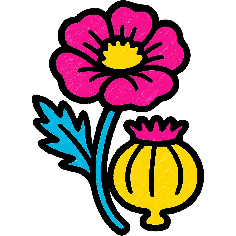 colorful, easily recognizable sticker representing opium, no text, for Discord roleplay server emoji