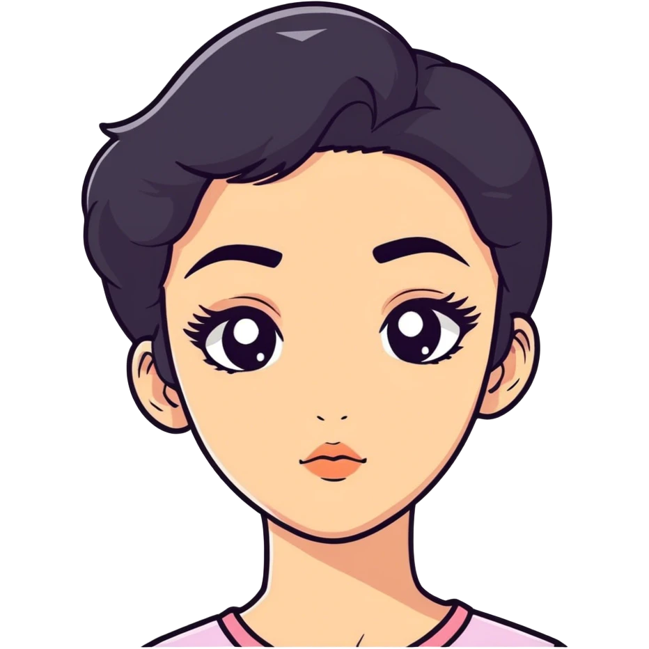 A girl with black hair with BIG eyebrows  emoji
