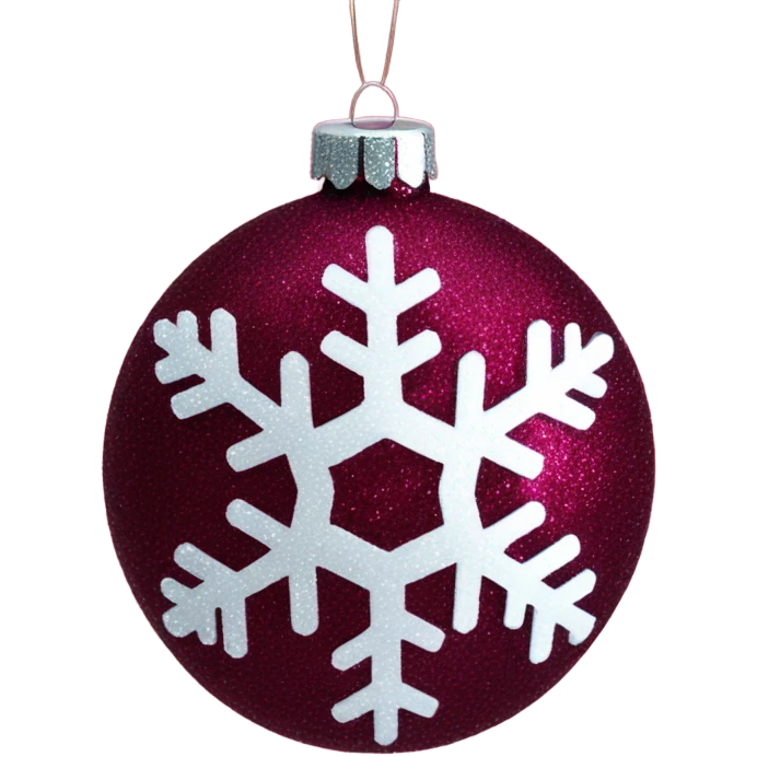 Burgundy Christmas ornament glitter with snowflake  emoji