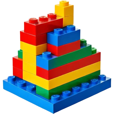 colorful LEGO brick structure, simple emoji