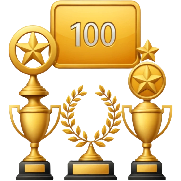 art png featuring achievements, films, and 100 views, in a style achievement emoji