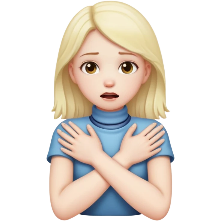 Girl crossed hands on neck choking emoji