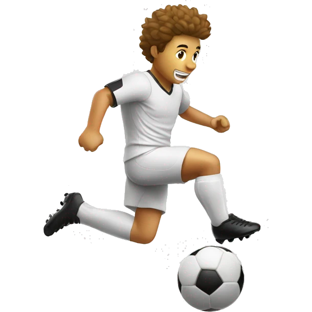 Soccer player kicking a ball white emoji