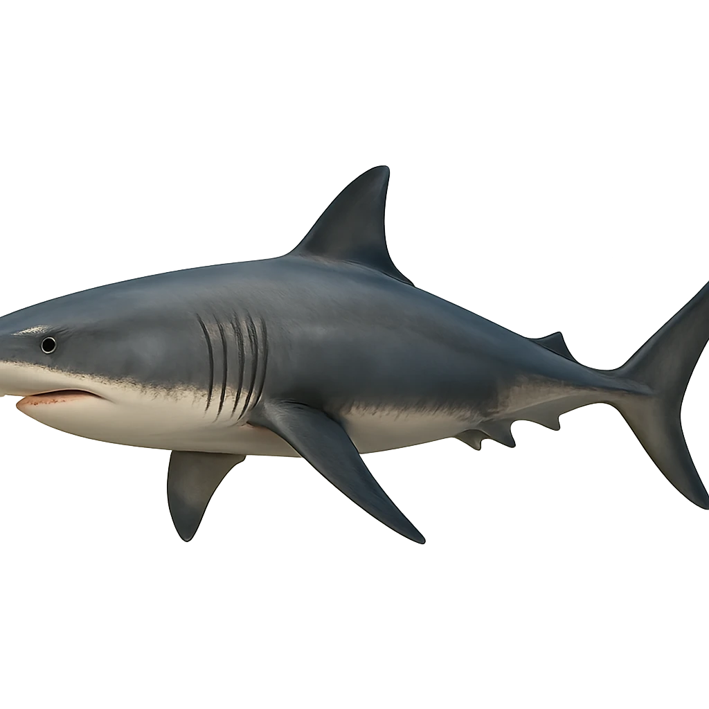 Edit the gray shark emoji to face right in a realistic style. Remove legs and sneakers, keep only the shark. Match the gray color from the reference images. emoji