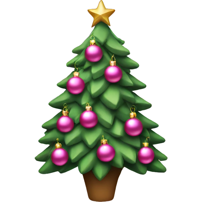 christmas tree with pink ornaments emoji