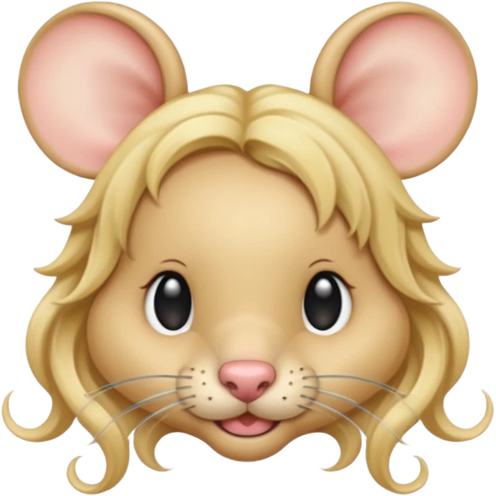a mouse with two lip piercings and a septum ring ( in gold) with medium lengh blonde wavy hair emoji