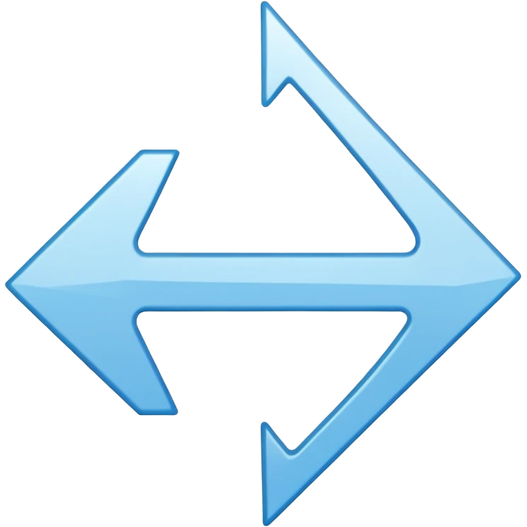 Extremely simplistic white arrow with light blue outline pointing. make the point only on one side emoji