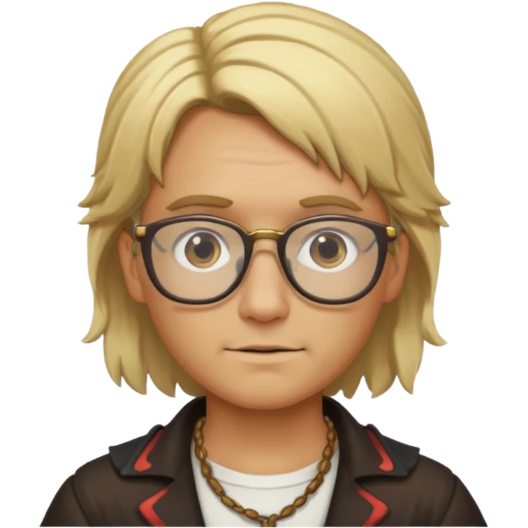 Create an avatar squared no background with a pirate with glasses and blonde hair emoji
