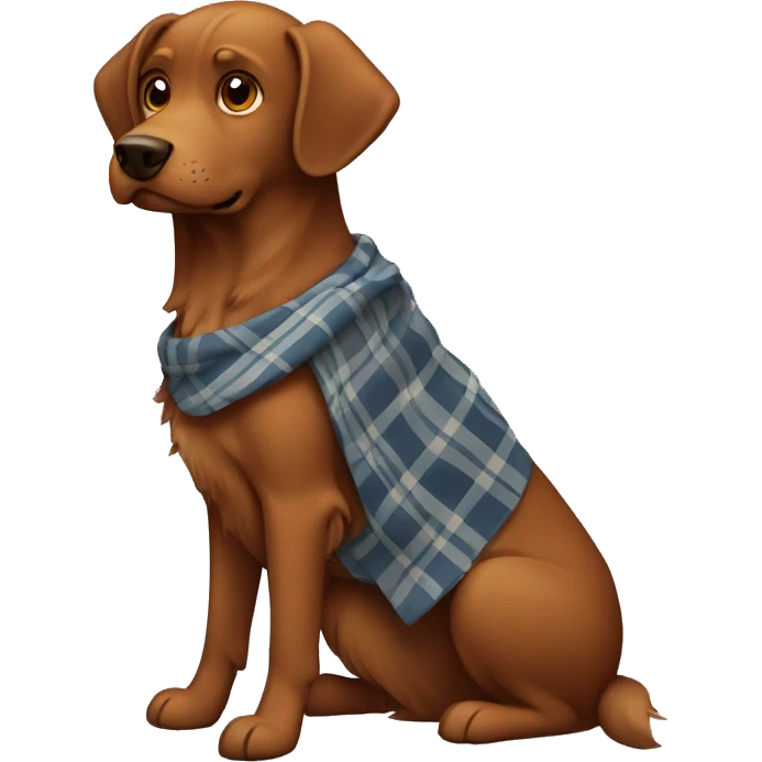 A brown dog with a plaid emoji