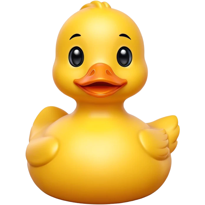 A yellow rubber duck with a cute smiling face and big eyes emoji