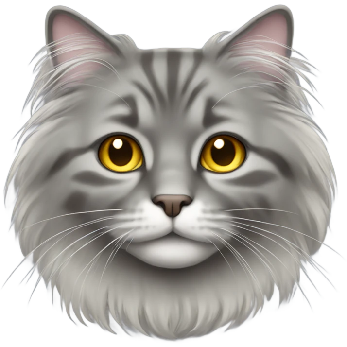 gray longhaired fold cat emoji