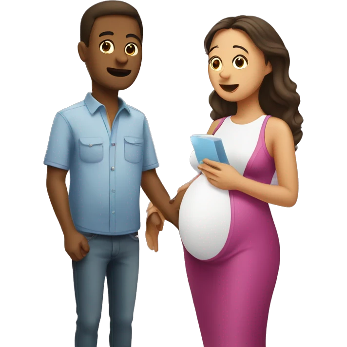 couple looking at pregnancy test emoji