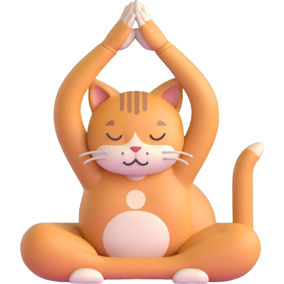 cat doing yoga camel pose with arched back emoji