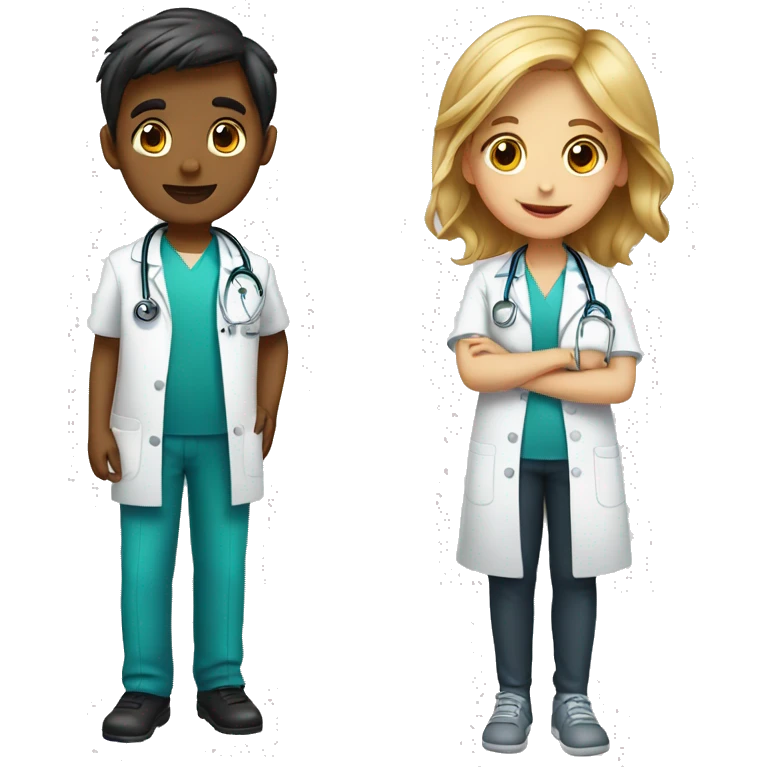 children doctor boy and girl emoji
