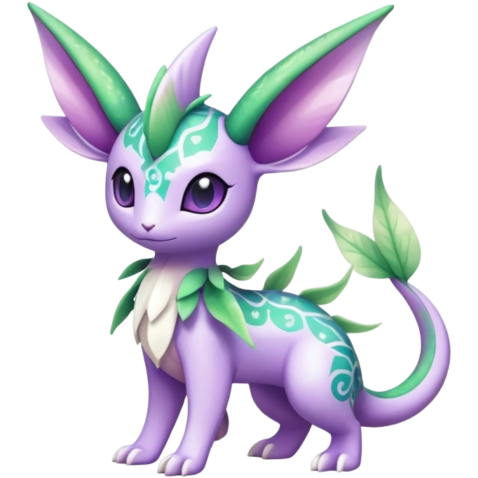 Shiny Exotic Cute Adorable Majestic Ethereal Sparkly Flygon-Espeon-Meganium-Shaymin-Hybrid-Creature with pattern-markings emoji