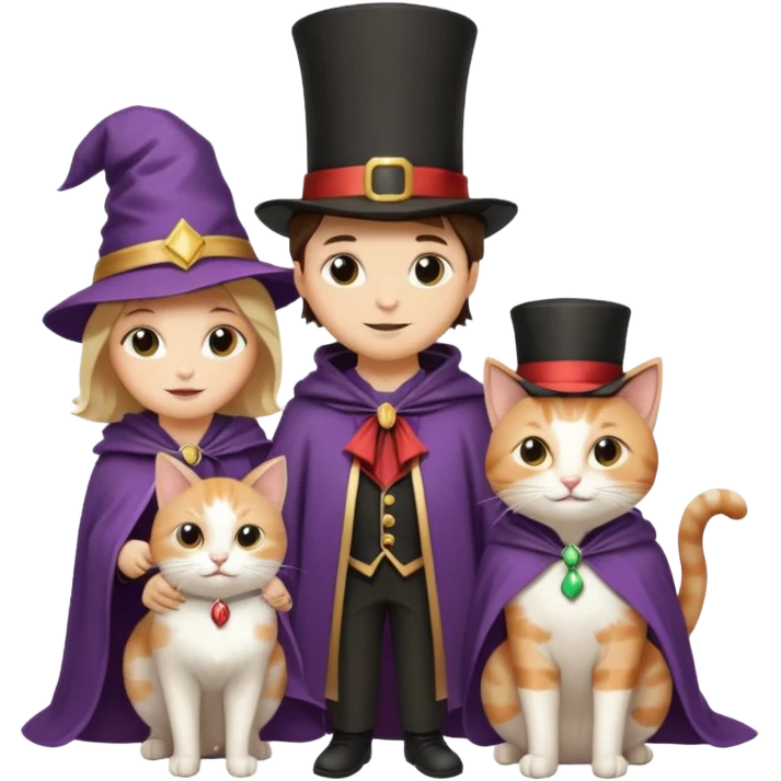 magician couple and their pet cat emoji