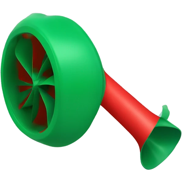 A red and green party blower that unrolls when blown. emoji