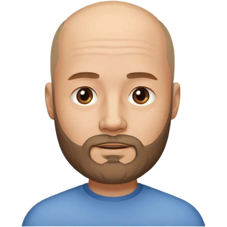 men without winkles with beard almost bald, slim emoji