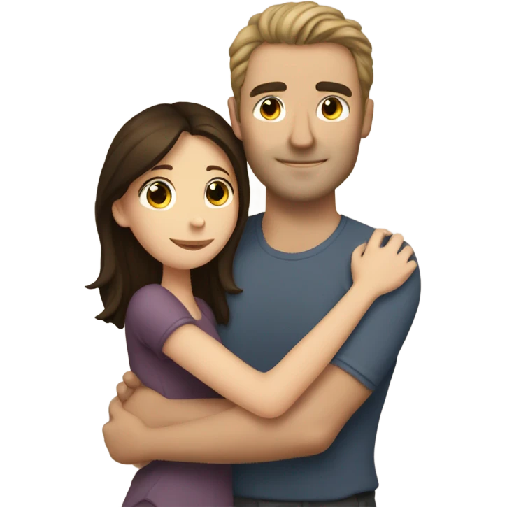 caucasian man hugging brunette girl emoji