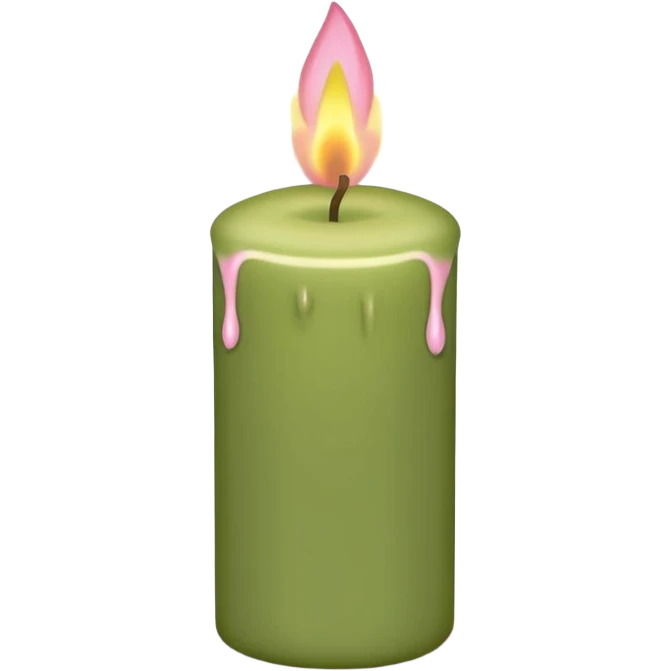 iOS emoji : olive green candle with baby pink flame emoji