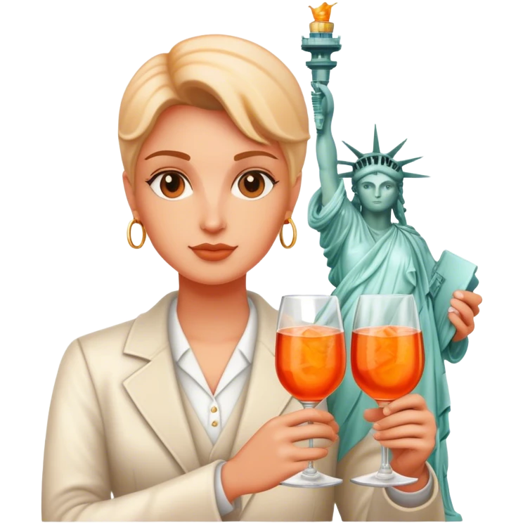 REPLACE THE TORCH OF THE STATUE OF LIBERTY FOR A GLASS OF APEROL SPRITZ emoji