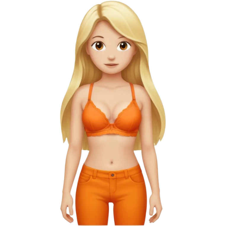 blonde long hair girl orange bra+pants emoji