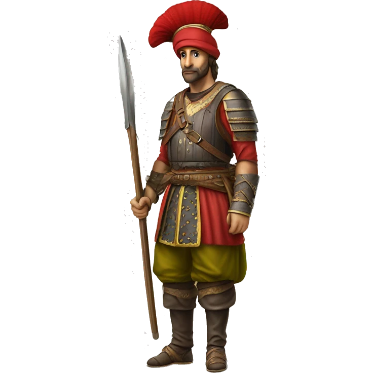 A full-length serious ottoman janissary photorealistic serious emoji
