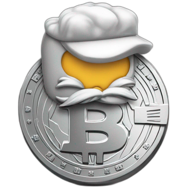 gray bitcoin coin retro disney character  emoji