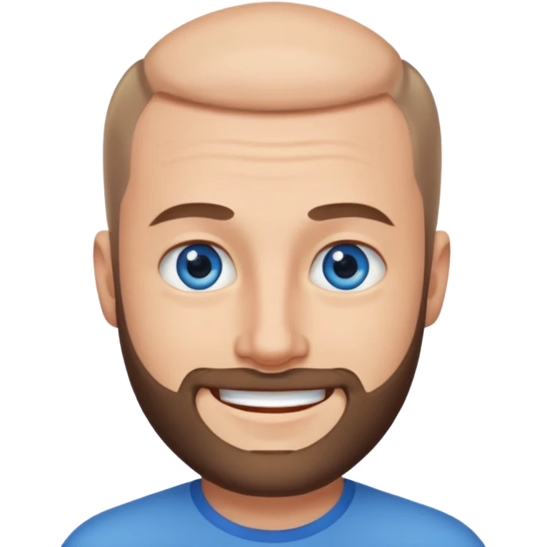homme yeux bleus presque chauve et une barbe courte moins de chevaux et sourir emoji