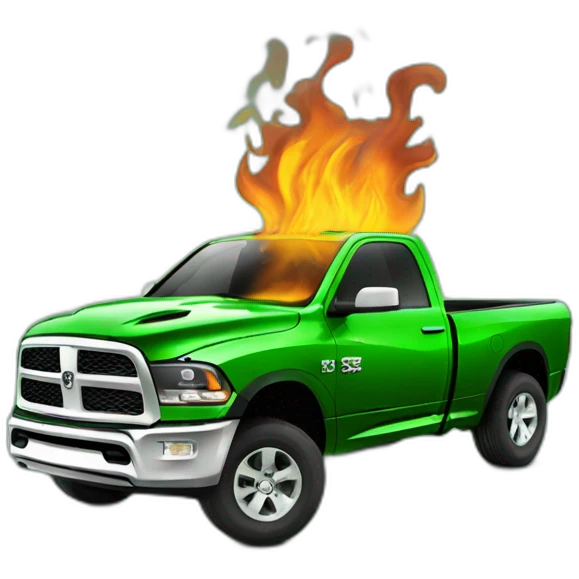 Green dodge ram in flames emoji