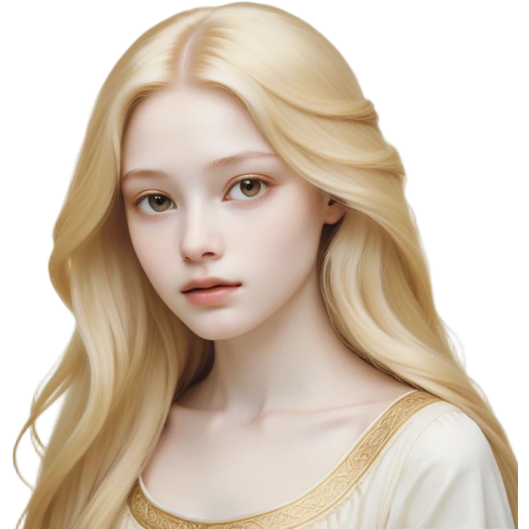 Cinematic Realistic Rapunzel Portrait, with porcelain-like skin featuring a subtle, natural glow, illuminated by soft lighting that brings out the gentle contours of her face. Her long, golden blonde hair cascades in detailed waves, each strand highlighted with a radiant shimmer as it catches the light. Her bright, expressive green eyes exude curiosity and warmth, framed by delicate lashes and soft, arched brows. Her expression is playful and vibrant, with a gentle smile. She is dressed in her classic lavender and pink gown, the fabric textured with delicate folds that flow naturally, catching the light with a soft, radiant glow. The portrait captures a luminous, enchanting aura, seamlessly blending realism with a whimsical, fairytale charm, evoking a timeless sense of beauty and magic. emoji