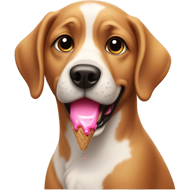 Dog with an ice cream emoji