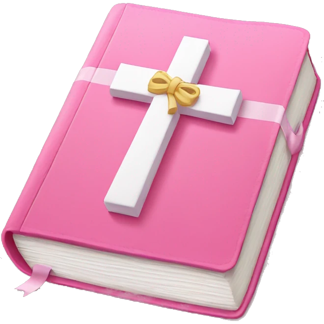 Pink bible with a white bow emoji