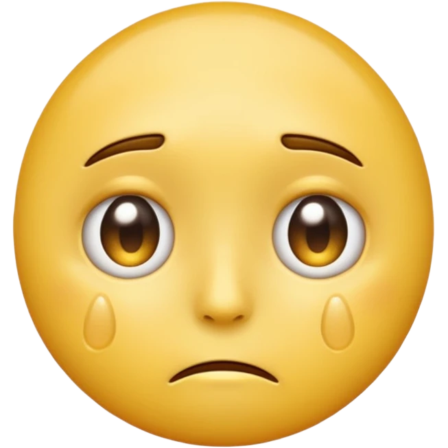 A regular yellow  skin, round face emoji looking straight at me not smilling, just staring with a tear rolling down its cheek emoji