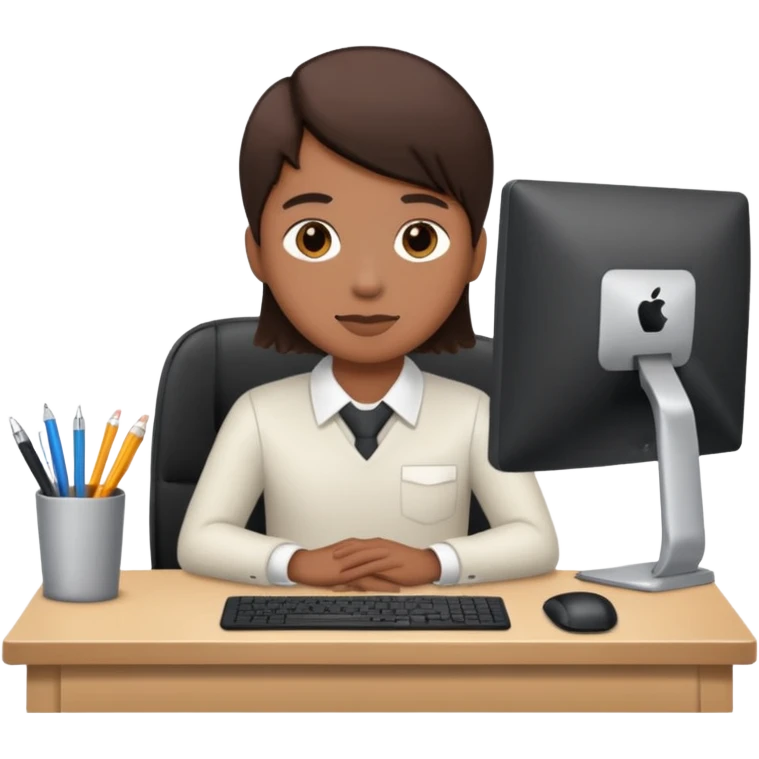 one employee sitting in front of the desk emoji