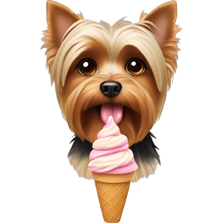 Yorkie dog eating ice cream emoji