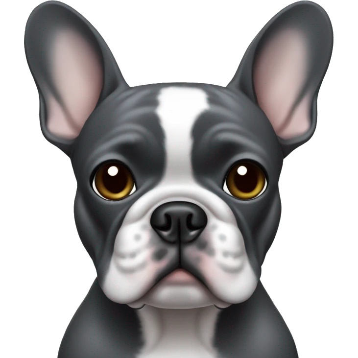 Dark gray french bulldog wearing Airpods  emoji
