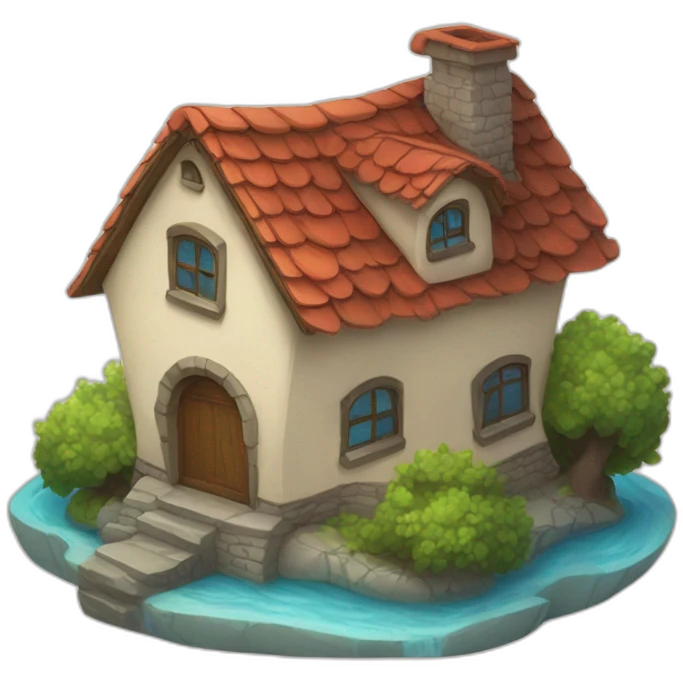 house with a dragon sleeping on the roof emoji