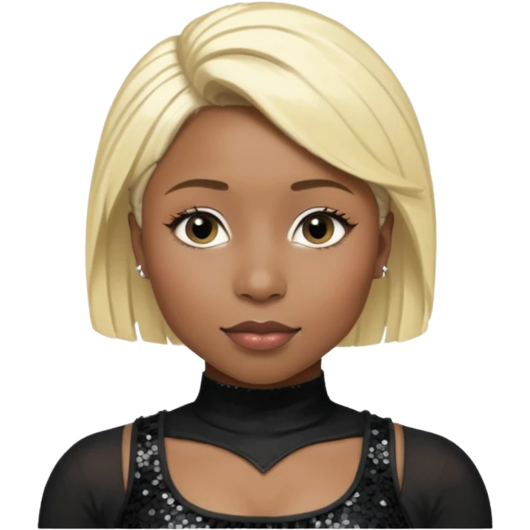 Cynthia Erivo with blonde hair, black sequin crop top emoji
