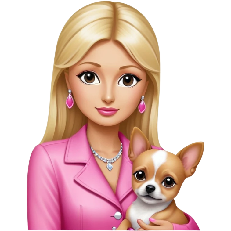 Paris Hilton with a small dog, pink theme emoji