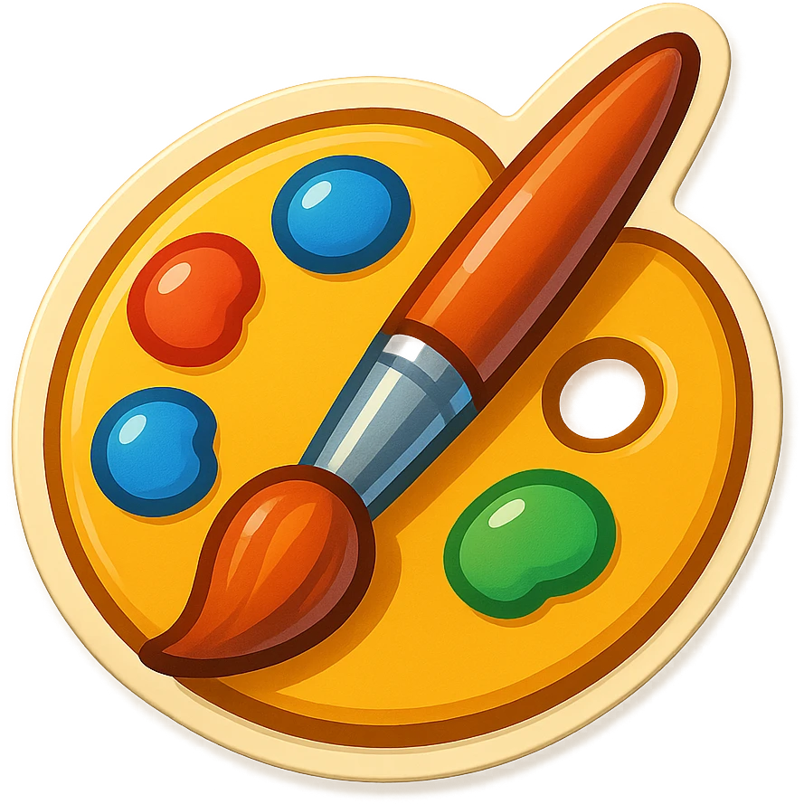 emoji style sticker of a painted palette and brush emoji