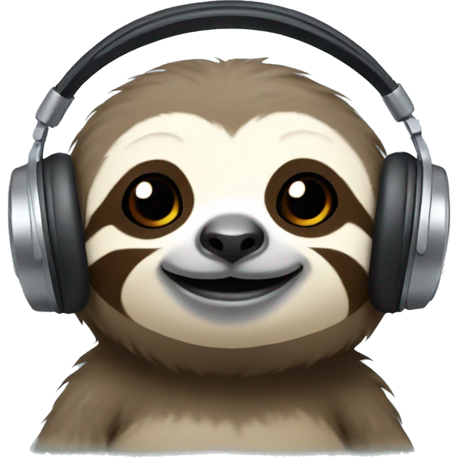cute sloth wearing headphones with mic.  emoji