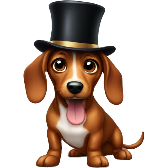 Sausage dog wearing top hat emoji