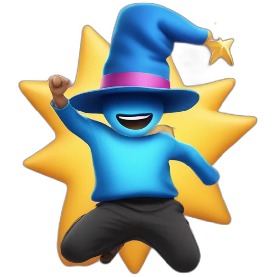 star jumping up and out of a magic hat without face emoji