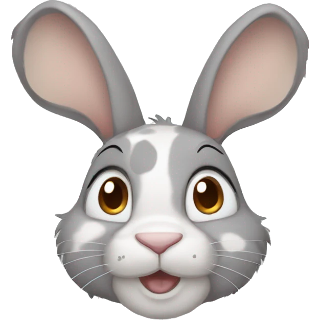 Anthro male bunny rabbit with freckles droopy ears, grey fur with brown spots emoji