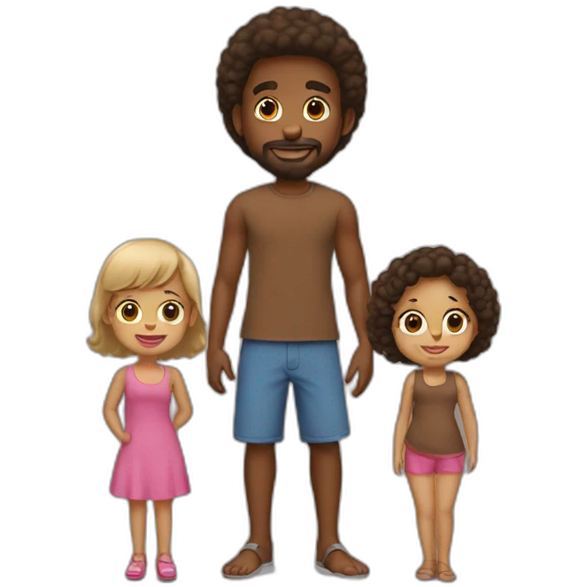 Whit family Brown haïr man woman babygirl emoji