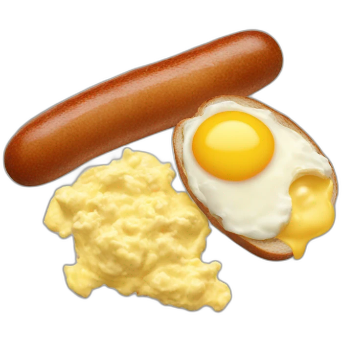 a saussage and two scrambled eggs emoji
