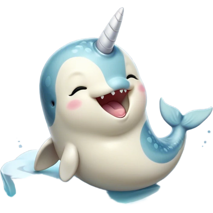 Cinematic Cute Yawning Narwhal Portrait Emoji, Head tilted slightly with a dramatic, wide-open yawn, showcasing a streamlined, mottled body with a gracefully curled ivory tusk and sleepy, half-closed eyes, Simplified yet irresistibly adorable features, highly detailed, glowing with a soft, cozy arctic glow, high shine, relaxed yet expressive, stylized with a hint of whimsical marine ease, soft glowing outline, capturing the essence of a drowsy yet affectionate narwhal that appears ready to stretch out for a nap! emoji
