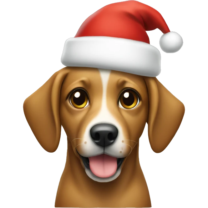 Dog with a christmas hat emoji