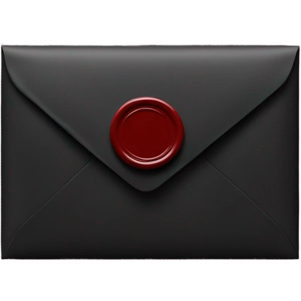 black envelope with burgundy wax seal emoji